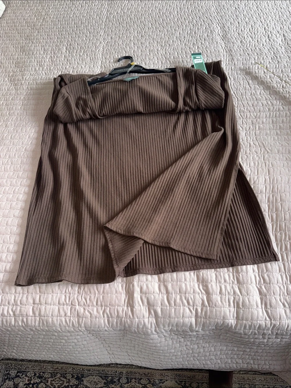 Terra & Sky Brown Ribbed Scoop-Neck Long Sleeve Dress